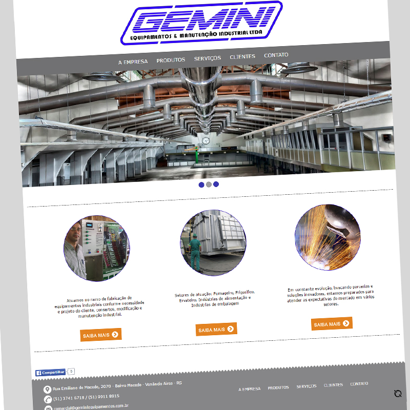 Site Institucional: Gemini Equipamentos